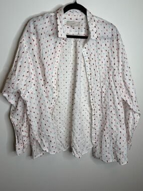 LOFT White Shirt with Red Dot Pattern size XL button down